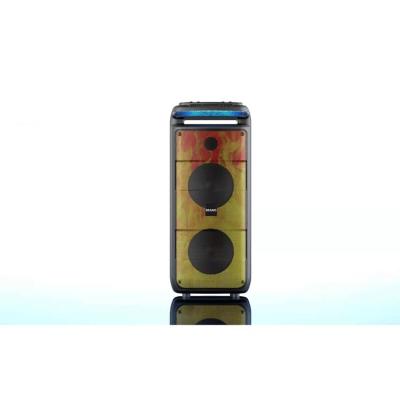 China Plastic Wireless Dual Microphones Portable Speaker For Outdoor Performances for sale