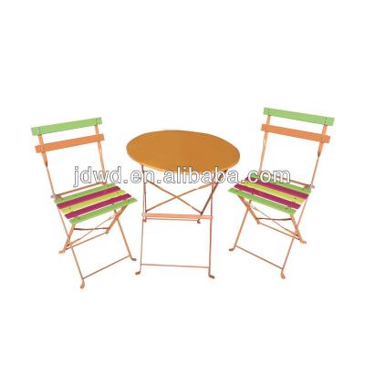 China Outdoor Table Premium Steel Patio Bistros Folding Outdoor Patio Furniture Set 3 Pieces Foldable Patio Table and Chairs for sale