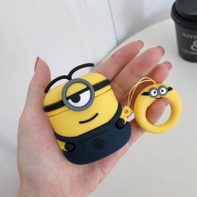 China For small yellow earphone man shape cartoon silicone earphone casewith hook for apple airpods 1/2 pro for sale