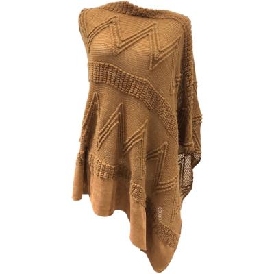 China Autumn Winter Wave Pattern Lightweight Shawl Knit Poncho Cape Wrap Sweater Pashmia Zigzag Sweater With Tassels Boho Other Scarves And Shawls for sale