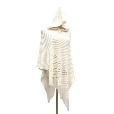 China European American Wholesale Knitted Scarves Winter Shawl Cape With Hoodie Women Bars Ponchos With Tassels Color Pullover Sheer Wrap Sweater for sale