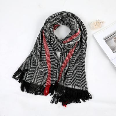 China 2022 UK Winter Fashion Cashmere Stripe Breathable Stretchy Red Solid Wrap Cape Long Shawls Scarves For Women for sale