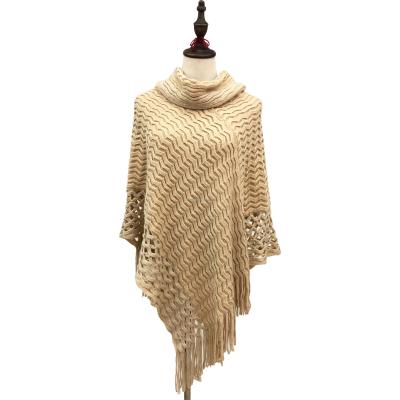 China Elegant luxury women's scarf knitted shiny yarn hollow out high neck sweater wraps custom design scarf poncho shawls and scarves wholesale for sale