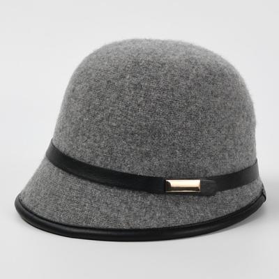 China European and American Style Basin Hat Women's Belt Buckle French Elegant Fedora Hat Winter Warm Wool Fisherman Hat for sale