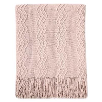 China Sofa Bed Throw With Tassels Travel TV Nap Blankets Air Condition Nordic Soft Color Knitted Blanket Blankets PORTABLE Decorative Soild for sale