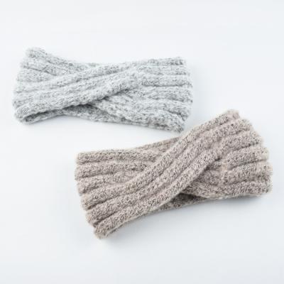 China Wholesale Girl Hair Decoration Fashion Winter Warm Cross Knitted Headbands Wide Mohair Wool Crocheted Headwrap Headbands For Women for sale