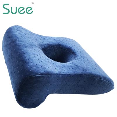 China Anti-Snore Office Memory Foam Travel Pillow with Hole for Different Sleeping Positions for sale