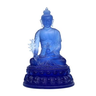 China Religious Customizable Size Antique Unwaxing Firing Wholesale Colorful Crystal Big Buddha Statues for sale