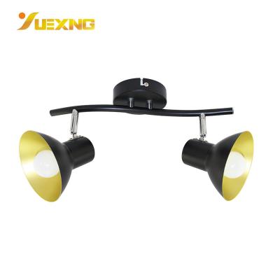 China Surface Mounted Surface 2 Lamp Black Gold Iron Metal Spot Light Fixture Mounted Adjustable Lamp for sale