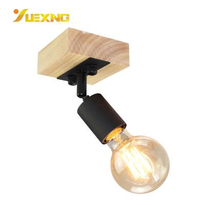 China Black Round Wood Light Bulb Wall Lamp Iron E27 Outdoor Mounted Adjustable LED Bar Spot Light for sale