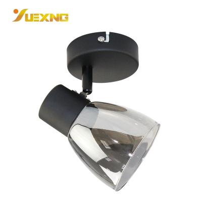 China New Factory Style Glass Shade Iron Base LED E27 Wall 60W Outdoor Mounted Black Max Ceiling Spot Lamp Bulb Light for sale