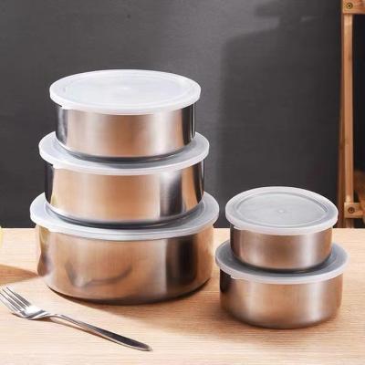 China Viable Round Food Container Set Stainless Steel Freezer Food Container Stainless Steel Food Container Leakproof Lid for sale