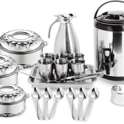 China Sustainable 21pcs Cookware Sets Stainless Steel Capsulted Bottom Stock Pot Pan Set for sale