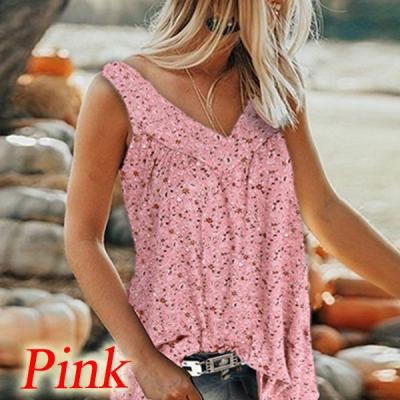 China Amazon Hot Women's Anti-Static Style Summer Floral Women's Sleeveless Vest Shirt Women's Lace Sleeveless Dress Shirt Women's T-shirt for sale