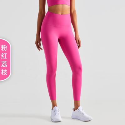 China European and American ultra high waist yoga fitness hip lift exercise yoga pants breathable tight women nude elastic naked women pants for sale