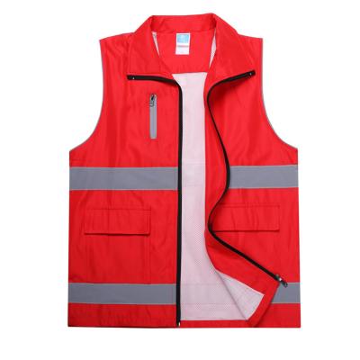 China Activity Voluntary Vest Labor Protection Party High-Grade Reflective Red Vest With LOGO Printed Hygiene Advertising Warning Voluntary Vest for sale