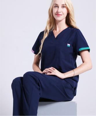 China New Reusable Medical Uniform Scrub Suit Surgical Gown Men And Women Hand Wash Clothes Dentist Elastic Short Sleeve Uniform for sale