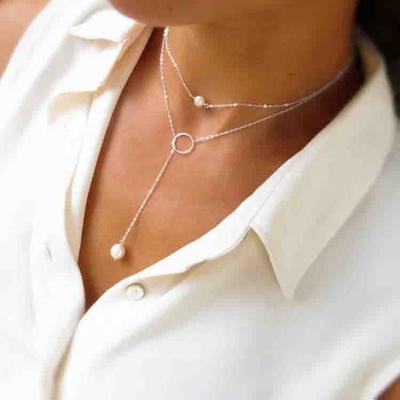 China Fashion Real Pearl Necklace Environmentally Friendly Delicate Lasso Necklace Drop Pearl Necklace For Her for sale