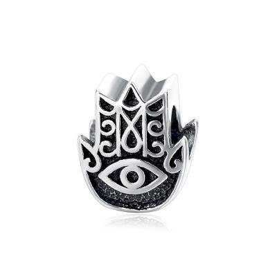 China Environmental Friendly 925 Sterling Silver Evil Eye Charm Beads With European Oxidation Effect Fit Bracelet for sale