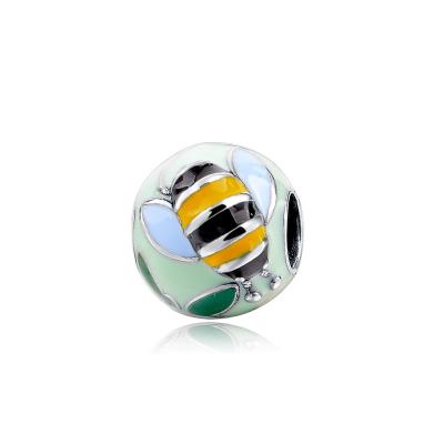 China Environmental Friendly Hot Selling 925 Silver Colored Bee Enamel Charm Beads For Bracelet Making for sale