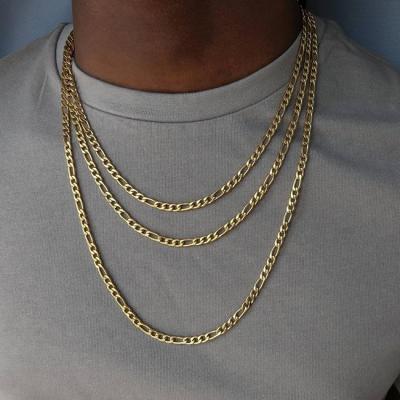 China Hiphop Fashion Stainless Steel Hip Hop Chain Necklace Classic Gold Plated Figaro Chain Restraint Necklace For Women Men for sale