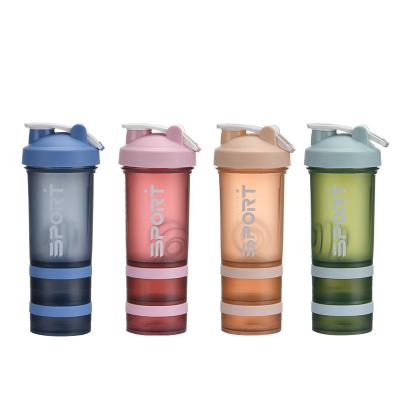 China Newest New Arrival Protein Shaker Sport Fitness Multi-Layer Outdoor Custom Wholesale Stocked Water Bottle for sale