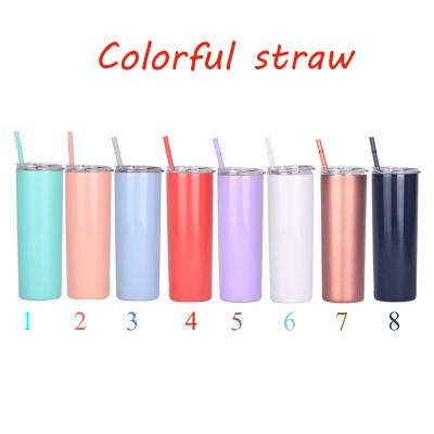 China Factory Stocked Direct Selling 20 Ounce Lean Double Wall 18/8 Stainless Steel Tumbler With Straw for sale