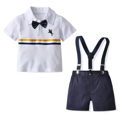 China Spandex / Cotton Fashion Kids Summer Casual Outfits Short Sleeve Little Boys Dressing Sets for sale