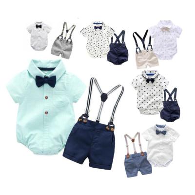 China Breathable Baby Boy Clothing Sets Newborn Infants Boy Clothes Shorts Sleeve Tops+Overalls 2PCS Outfits Summer Baby Clothing for sale