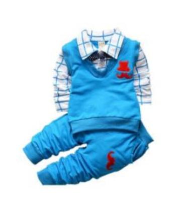 China CON03 Formal Toddler Baby Boy Clothes Kids Set Short Sleeve Pattern Shirt Tops+ Pants Spring Baby Boy Sets for sale