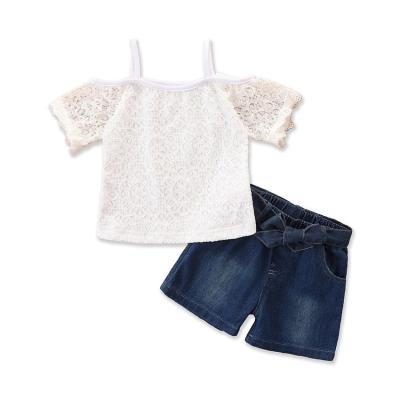 China Polyester/Cotton Girls Sets Hot Sale Girls Casual Summer Shoulder Straps Skirt Short Pants 2 Piece Set For Kids for sale