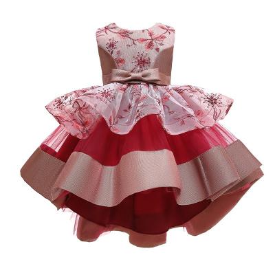 China Regular Fancy Kids Ball Gown Bridesmaids Birthday Party Pink Length Dresses For Weeding for sale