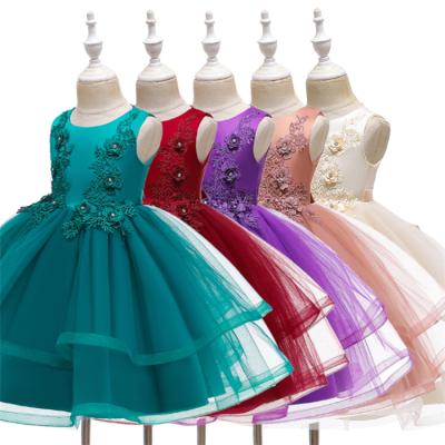 China HYM155 Flower Cake Tutu Kids Dress Elegent Regular Party Girls Dresses for Kids Princess Wedding for sale