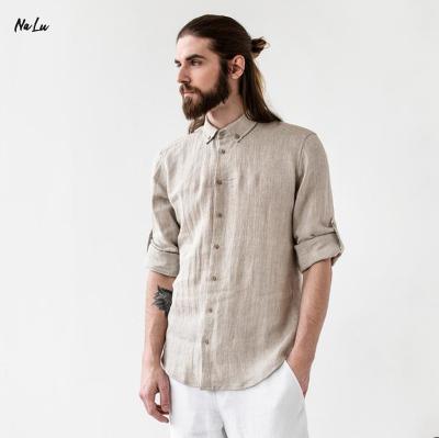 China Plain 100% Custom Luxury Casual Mens Linen Clother Shirts for sale