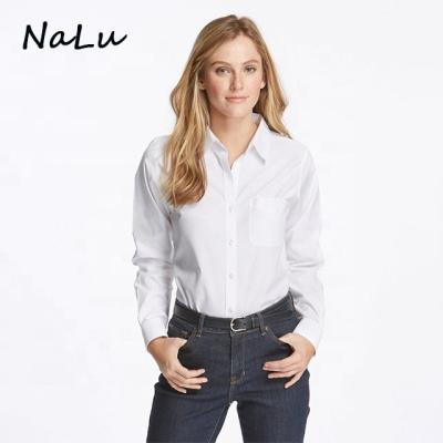 China 100% Embroidered Anti-Shrink Logo Uniform Women Formal Oxford Shirt Custom Made Cotton Anti-Shrink for sale