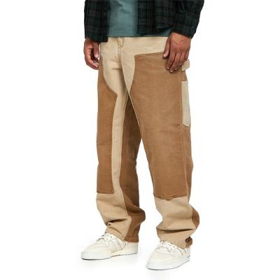 China Custom patchwork knee cotton nylon/nylon double cotton/cotton color block men's canvas pants for sale