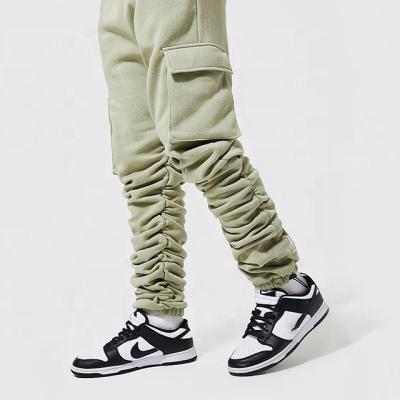 China Custom LOGO Mens Straight Stacked Cargo 100% Cotton Sweatpants for sale