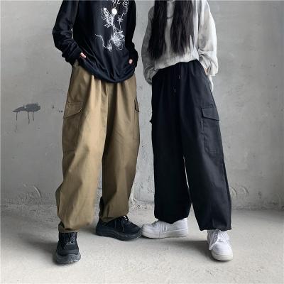 China Anti-wrinkle Anti-wrinkle autumn/winter 2020 Korean version of the loose leg casual wide leg pants Japanese statistical institute trend pants Japanese Harajuku overalls and lazy corset PA for sale