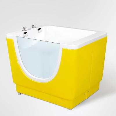 Chine Eco-freindly Baby Kids Size Bathtub Small Free Standing Side Glass Soaking Massage Spa Hot Bath Hydraulic Shower Tub à vendre