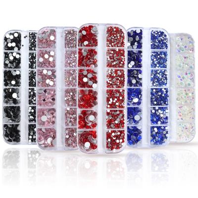 China 3d nail flat unreal diamond 12 color ab glass diamond ornament manicure mobile phone case clothing accessories diamond art DIY decoration - bar box for sale