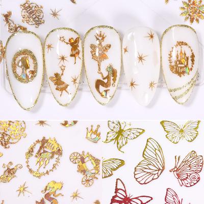 China 3d Nail Art DIY Decoration 3D Laser Bronzing, Gold Butterfly Stickers Nails Decals, Christmas Decorations for sale