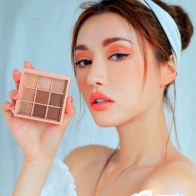 China Waterproof Dry Pink Bean Paste Orange Brown 9 Eyeshadow Palettes Plate 9 Colors Dish for sale