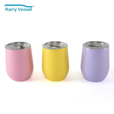 China Viable Stainless Steel Novelty Wine Tumbler With Lid, Double Wall Metal Cup Tumbler Stemless Wine Glass for sale