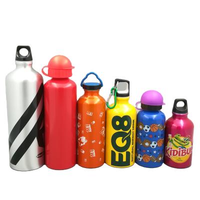 China BPA Free Plastic Beverage Narrow Mouth Screw On Outdoor Sports Aluminum Water Bottle With Buckle On Top for sale