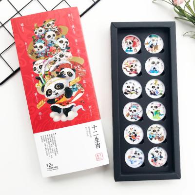 China Customized Animal Glass Fridge Magnets Horoscope Decoration Theme Park Travel Home Souvenir With Box Gift 12 In 1 Sets for sale