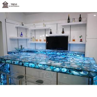 China China Sapphire Blue Agate Marble Slab Luxury Natural Sky Blue Luminous Transparent Onyx For Kitchen Countertop for sale