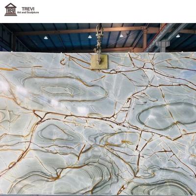 China Factory Price Modern Sparkle White Green Quartzite Stone Slabs For Countertops for sale