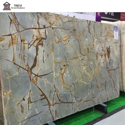 China Modern Natural Jade Green Quartzite Stone Table Top Slabs Swimming Pool Floor For Villa for sale