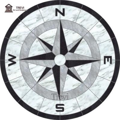 China Customized Modern Waterjet Marble Medallion Of Compass Design Natural Stone Mosaic Flooring for sale