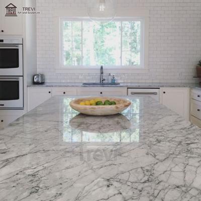 China Modern Customized Natural Marble Kitchen Countertops Beige White Slab Table Tops For Home for sale